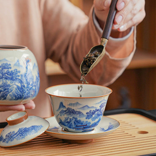 Ruyao Tea Set | Fairyland Landscape Cicada Wing Crackle