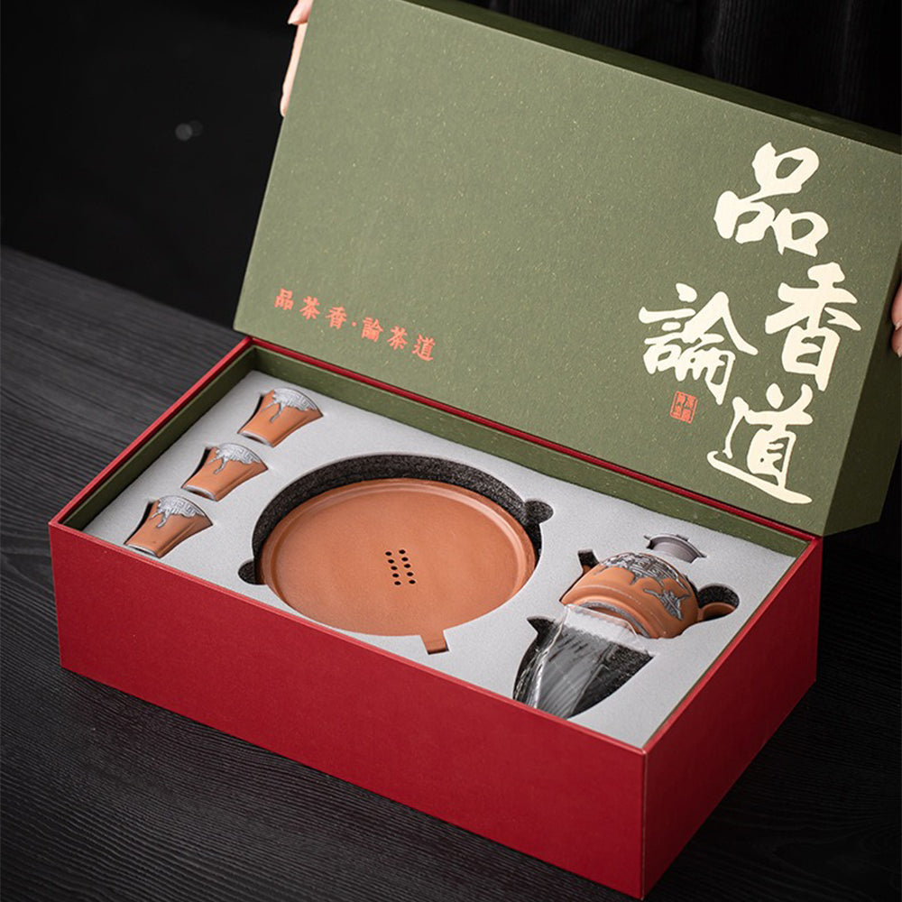 Pottery Gongfu Tea Set | Auspicious Cloud Japanese Style