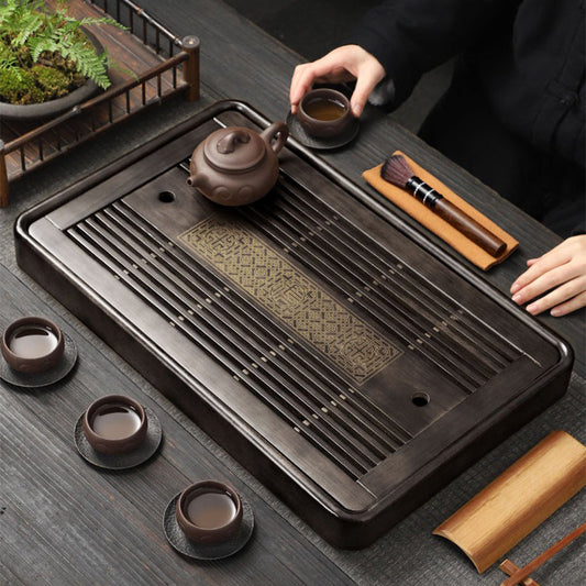 Wood Tea Tray Gongfu Lithocarpus – Dual Drain 2 Sizes