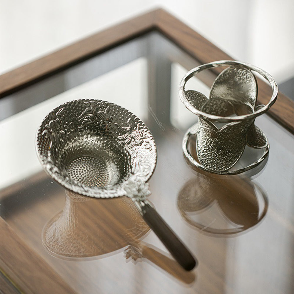 Lotus Goldfish Tea Strainer with Holder | Alloy Tea Filter