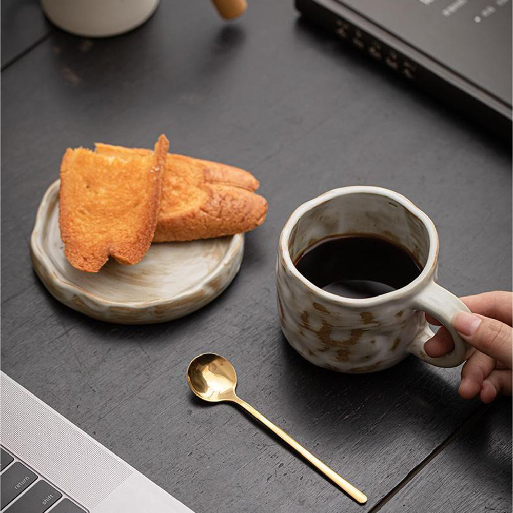 Handmade Ceramic Mug with Coaster & Spoon – Tokoname-yaki