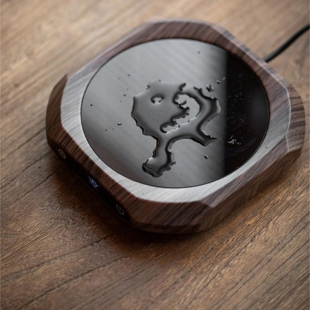 Mug Warmer with Temperature Control – Walnut Desk Beverage Warmer