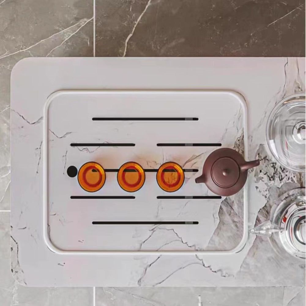 Rock Slab Movable Tea Table With Smart Kettle & Sterilizer | 360° Wheels