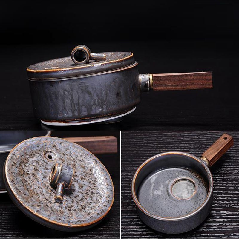 Automatic Stone Mill Tea Set Dehua Mineral Clay 10-Piece