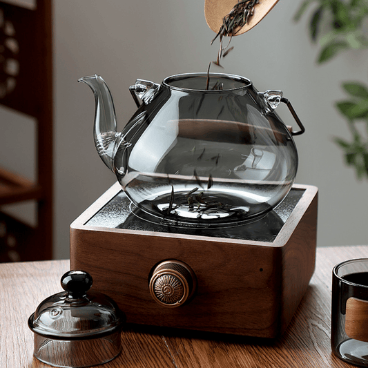 Glass Teapot Set | Wood Handle Japanese Tea Set with Cups