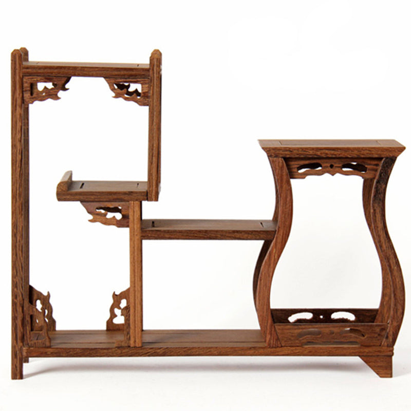 Teapot Stand Solid Wood Vase Style Display Rack Tea Shelf