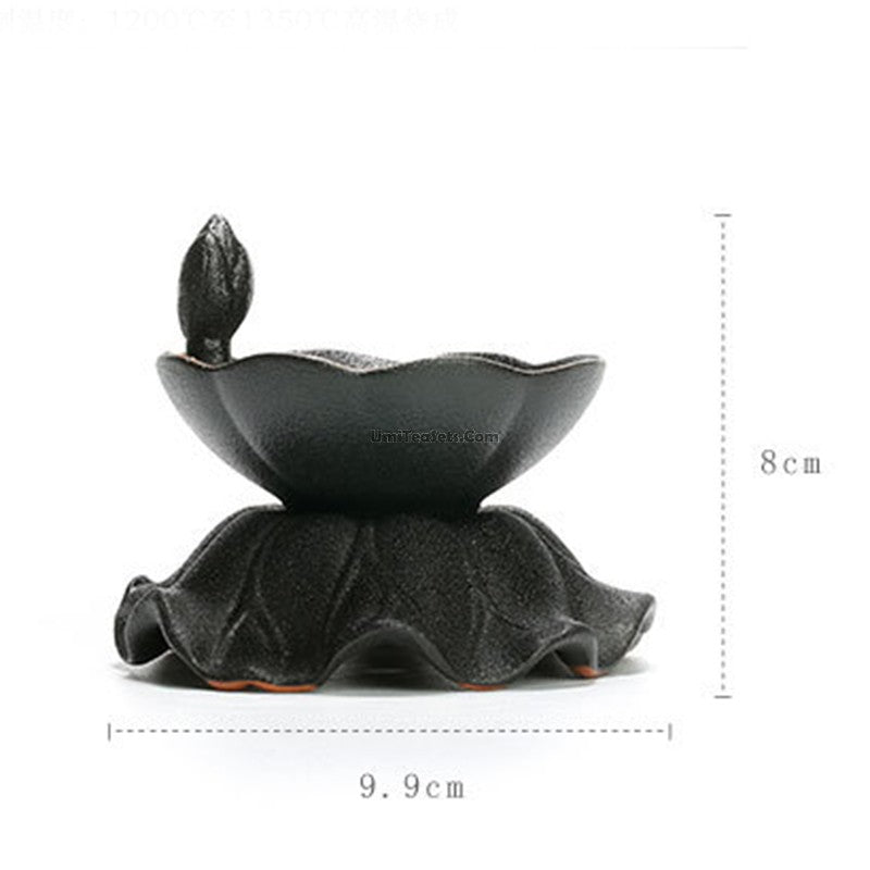 Tea Strainer with Holder Coarse Pottery Vintage Loose Leaf