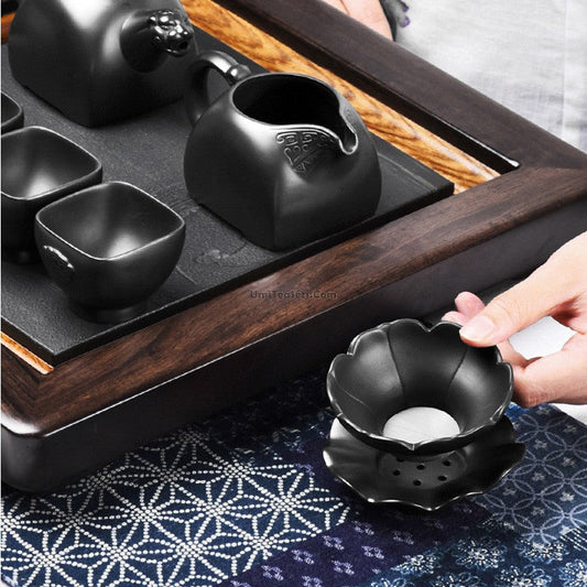 Purple Clay Lotus Tea Strainer Black Clay Gongfu
