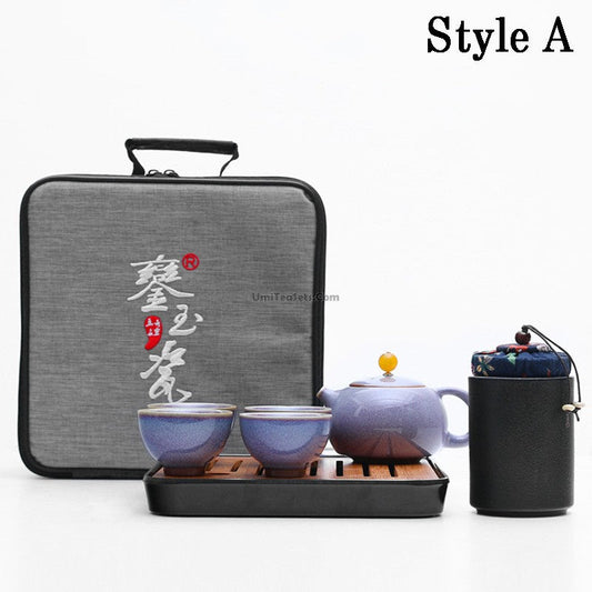 Travel Tea Set Portable Kiln-Fired Teapot & 4 Cups