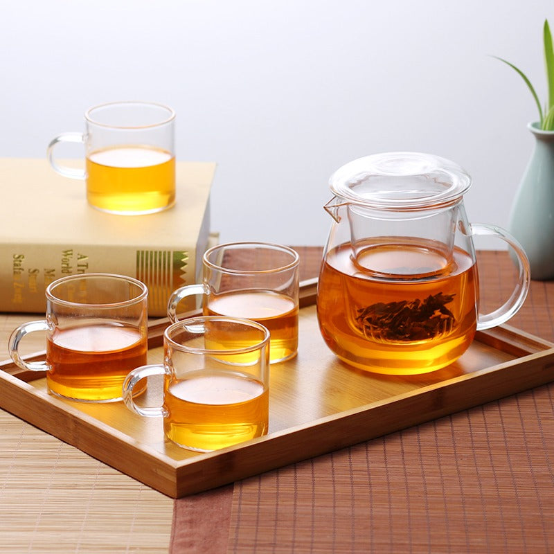 Glass Tea Cups Set of 6 Borosilicate Clear 200ml Lead-Free