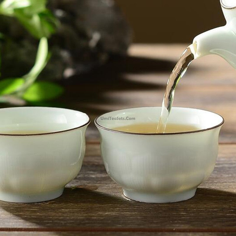 Jade Porcelain Lotus Gongfu Tea Cups | Set of 6
