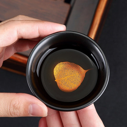 Automatic Gongfu Tea Set Black Ceramic 13-Piece Serves 8