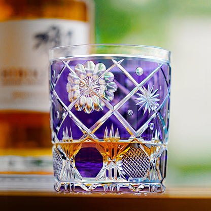 Whiskey Glass Violet Kohana Blossom – Edo Kiriko Floral Crystal