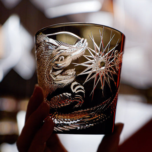 Crystal Whiskey Glass Soaring Dragon – Edo Kiriko Handcrafted