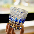Whiskey Glass Kiriko Sapphire Fluorite Hand-Cut Crystal Tumbler
