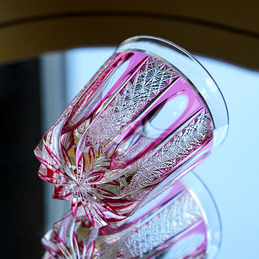 Whiskey Glass Ruby Agave | Edo Kiriko Red Crystal Handcrafted Barware