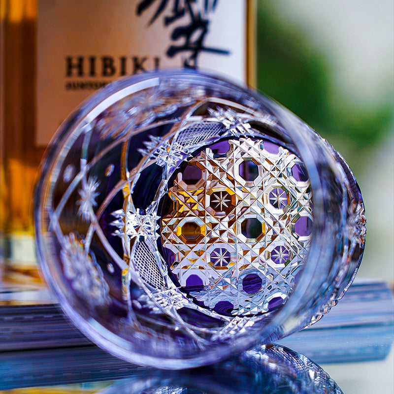 Whiskey Glass Violet Kohana Blossom – Edo Kiriko Floral Crystal