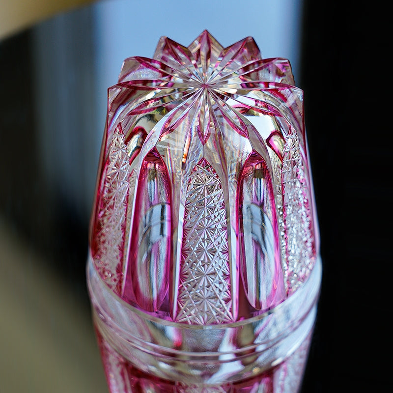 Whiskey Glass Ruby Agave | Edo Kiriko Red Crystal Handcrafted Barware