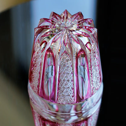 Whiskey Glass Ruby Agave | Edo Kiriko Red Crystal Handcrafted Barware