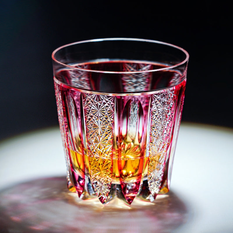 Whiskey Glass Ruby Agave | Edo Kiriko Red Crystal Handcrafted Barware
