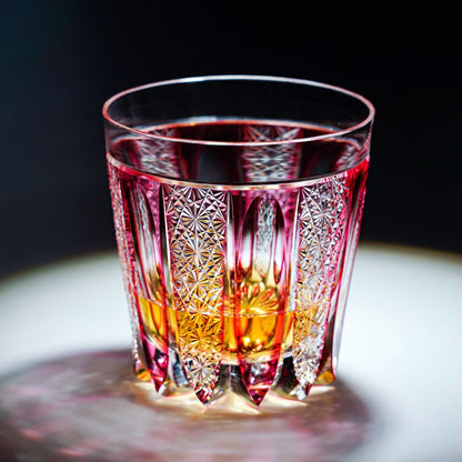 Whiskey Glass Ruby Agave | Edo Kiriko Red Crystal Handcrafted Barware