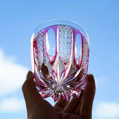 Whiskey Glass Ruby Agave | Edo Kiriko Red Crystal Handcrafted Barware