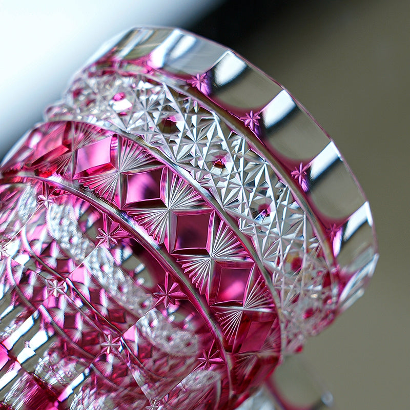 Whiskey Glass Ruby Aurora | Edo Kiriko Northern Lights Red Crystal