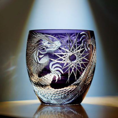 Japanese Cut Crystal Whiskey Glass Edo Kiriko Majestic Dragon – Dragon Motif Tumbler