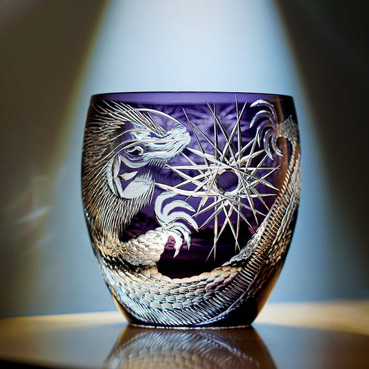 Japanese Cut Crystal Whiskey Glass Edo Kiriko Majestic Dragon – Dragon Motif Tumbler