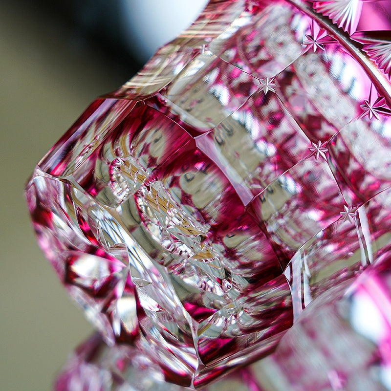 Whiskey Glass Ruby Aurora | Edo Kiriko Northern Lights Red Crystal