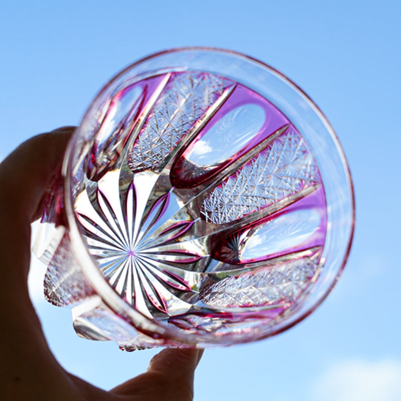 Whiskey Glass Ruby Agave | Edo Kiriko Red Crystal Handcrafted Barware