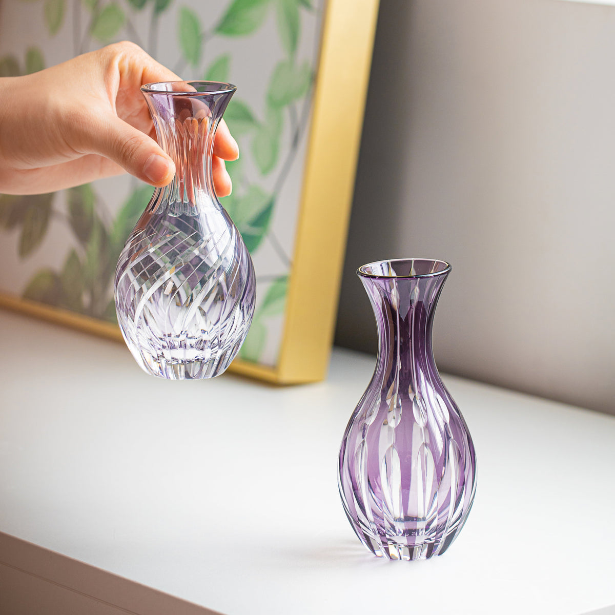 Sake Flagon Murasaki Purple | Edo Kiriko Hand-Cut Violet Crystal Japanese Carafe Collection