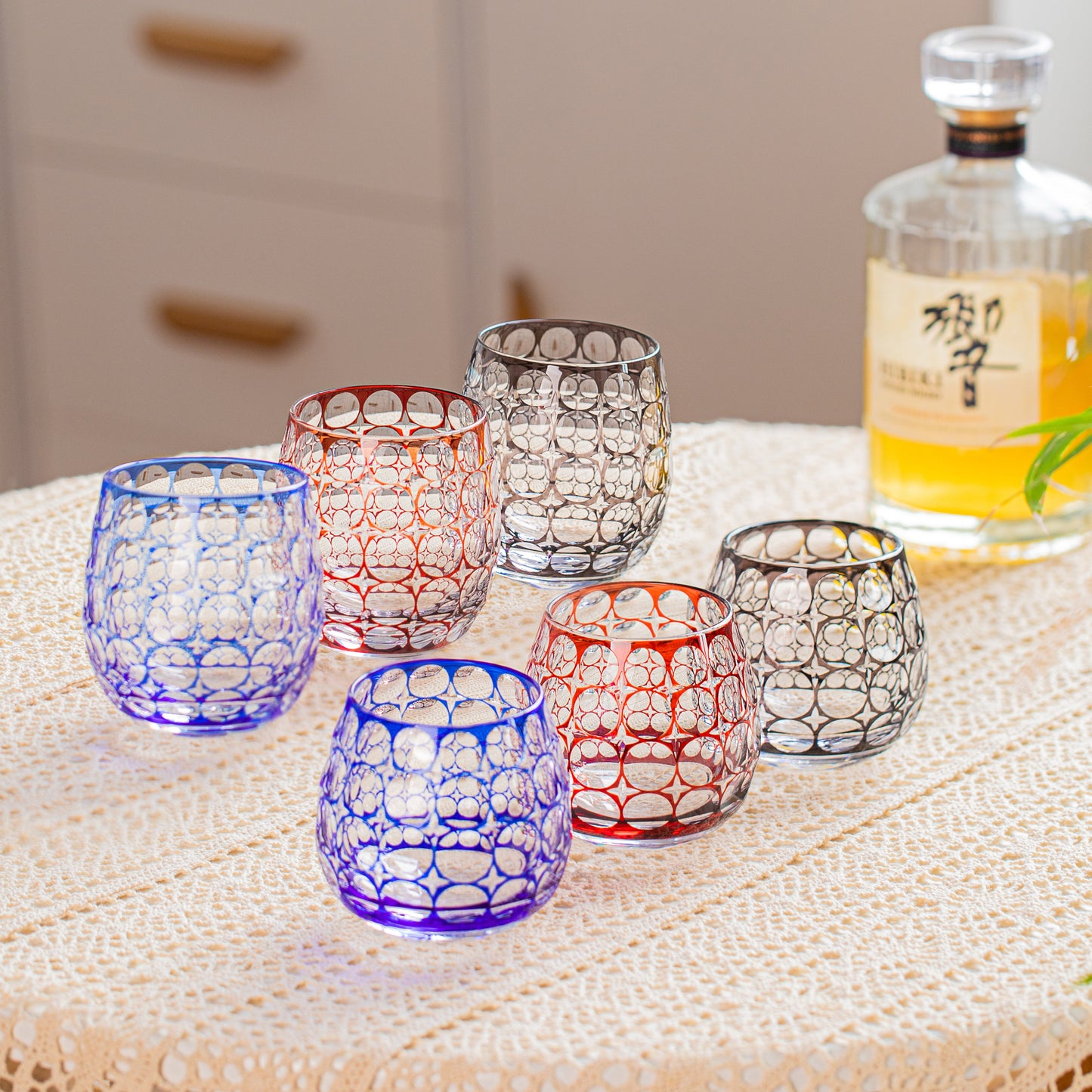 Whiskey Glass Edo Kiriko Hanamaru Hand-Cut Crystal | Japanese Artisan Glassware