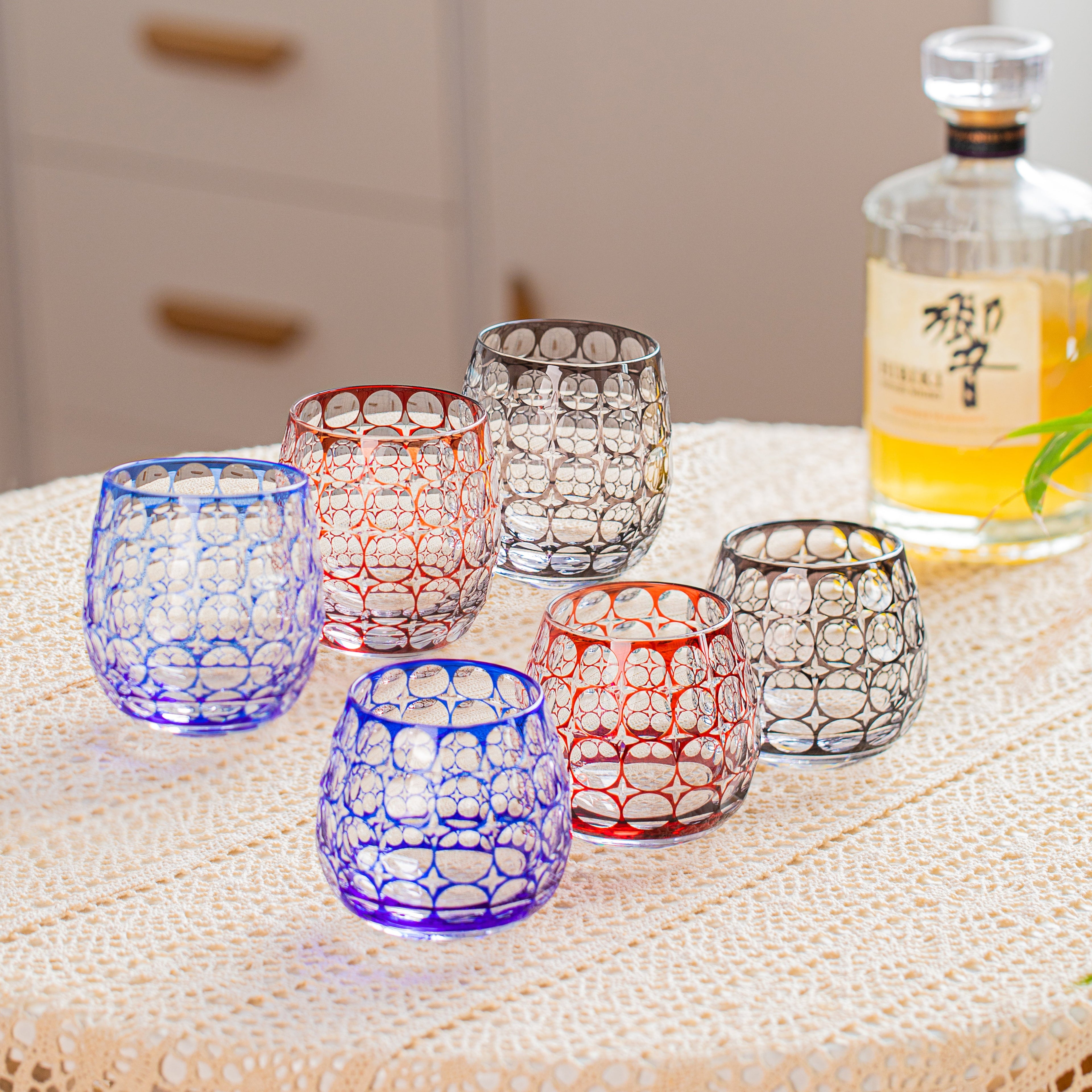 Whiskey Glass Edo Kiriko Hanamaru Hand-Cut Crystal | Japanese Artisan Glassware