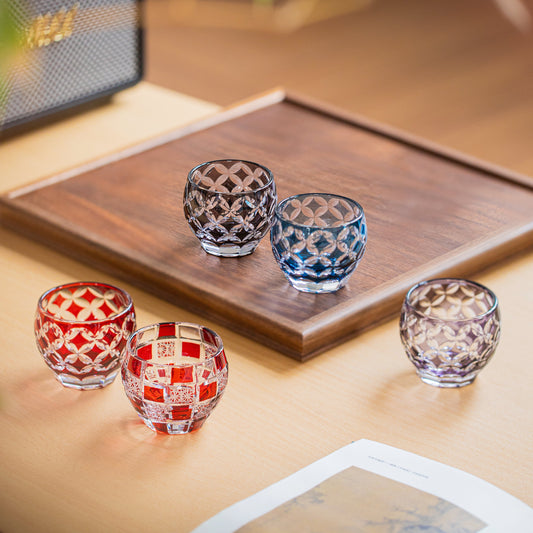 Sake Cup Edo Kiriko Hikari-no-Ha Guinomi Hand-Cut Crystal | Japanese Artisan Glassware