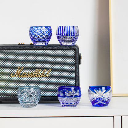 Sake Glass Ruri Ochoko | Edo Kiriko Blue Hand-Cut Collection 5 Styles