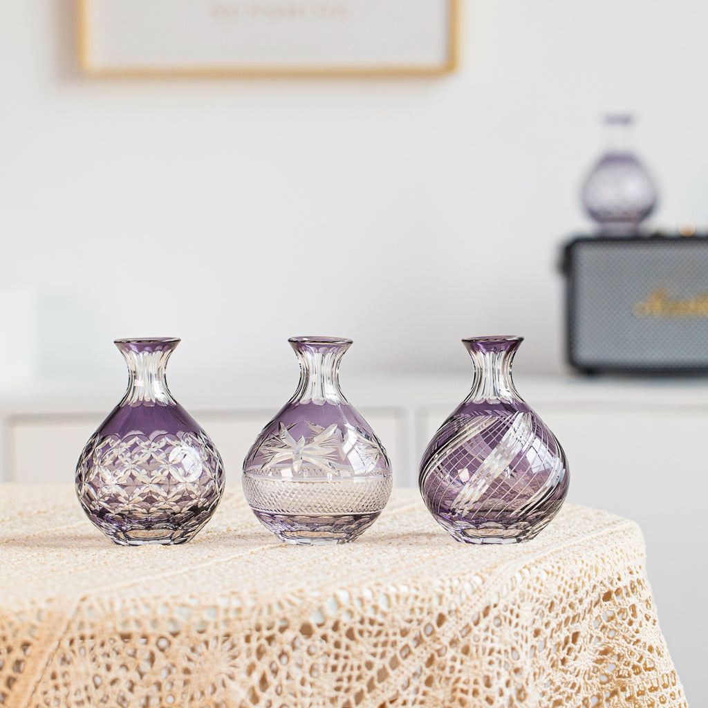 Sake Flagon Edo Kiriko Murasaki Crystal | Yugiri Collection