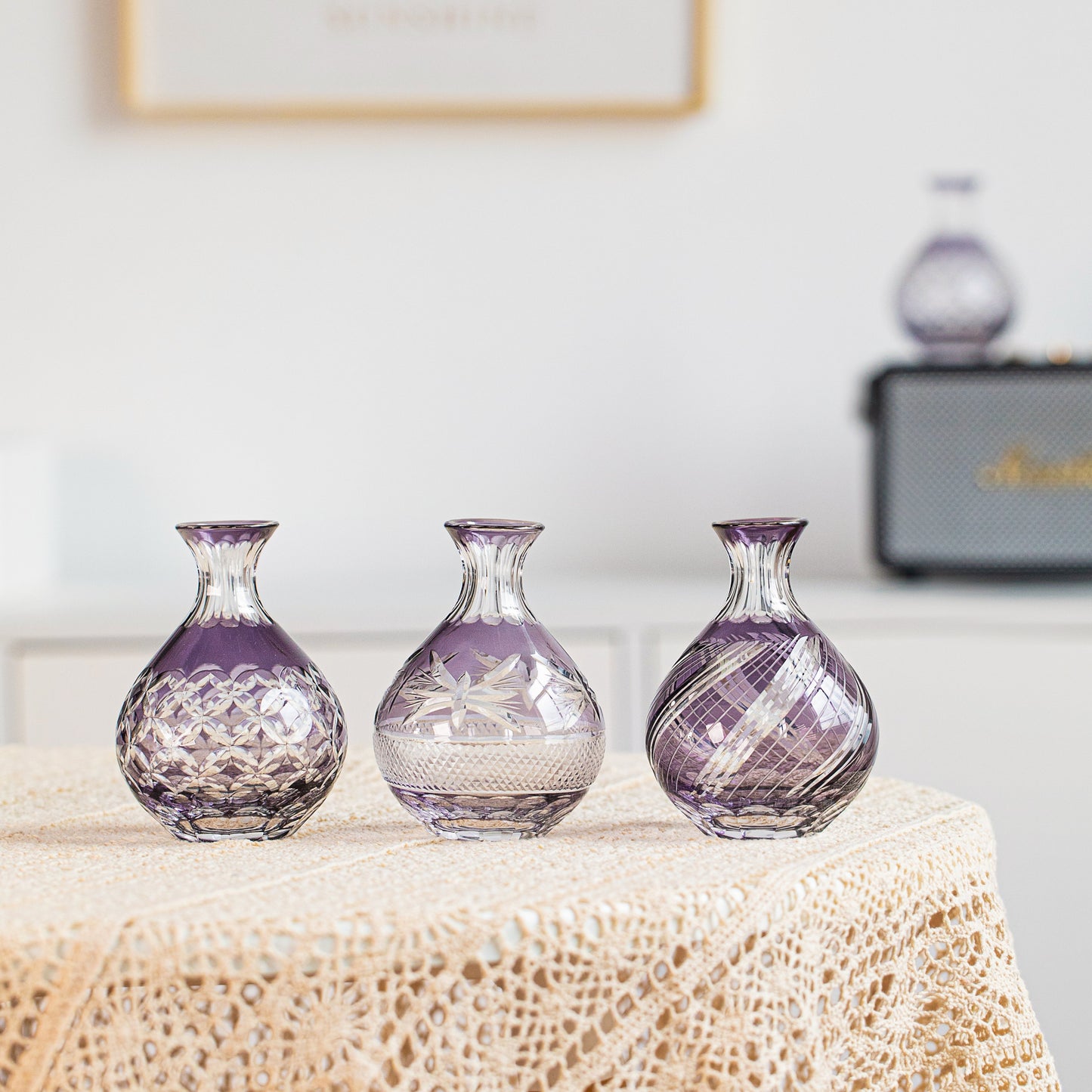 Sake Flagon Edo Kiriko Murasaki Crystal | Yugiri Collection