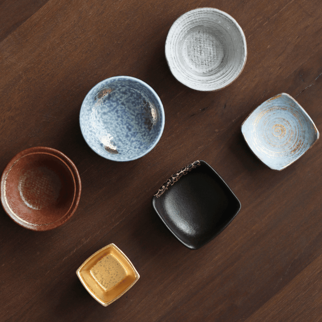 Japanese Tea Set for 6 | Golden Glazed Ceramic Teacups Handcrafted