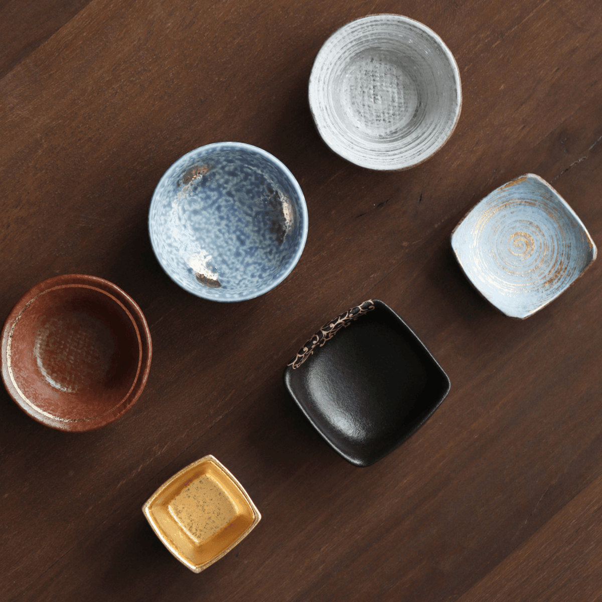 Japanese Tea Set for 6 | Golden Glazed Ceramic Teacups Handcrafted