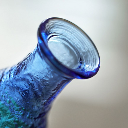 Sake Set | Handcrafted Glass Sake Set with Bottle & 2 Cups