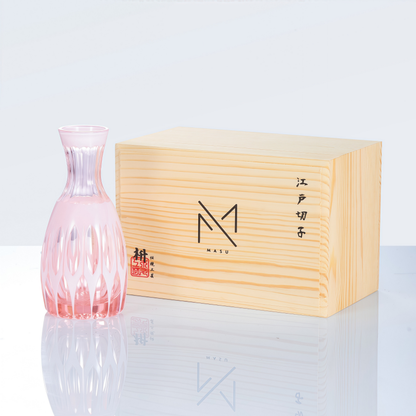 Sake Glass Set Momo Pink | Edo Kiriko Hand-Cut Peach Crystal Japanese Drinkware Collection