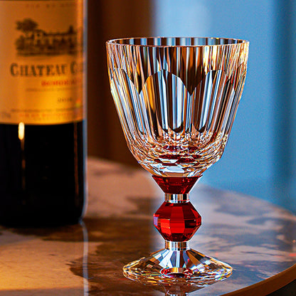 Wine Glass Edo Kiriko Handcrafted Crystal Prism Jewel Stem with Wooden Gift Box
