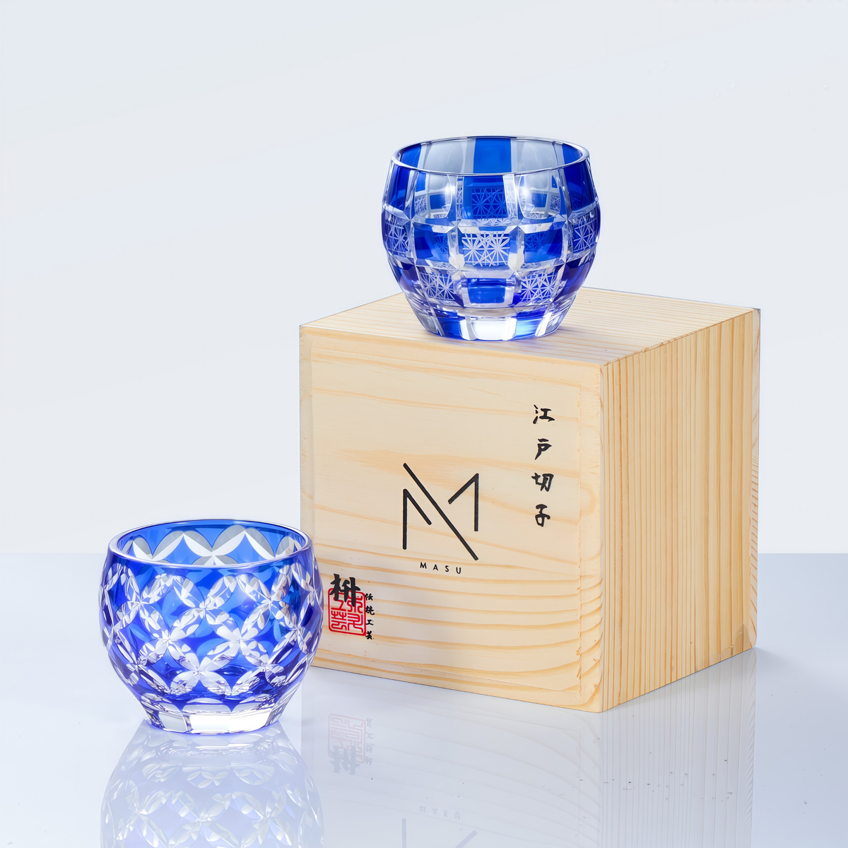 Sake Glass Ruri Guinomi | Edo Kiriko Deep Blue Hand-Cut Collection