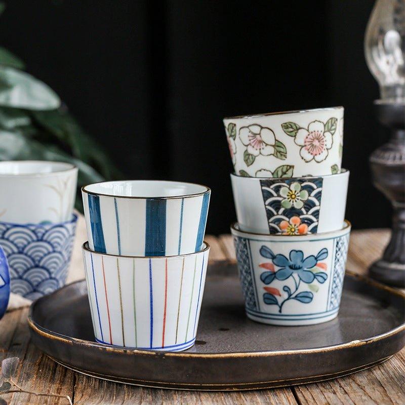 Guinomi Tea Cup Japanese Handcrafted Ceramic Glazed Tea Ceremony Cup Multiple Patterns
