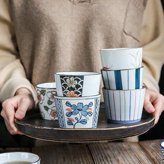 Guinomi Tea Cup Japanese Handcrafted Ceramic Glazed Tea Ceremony Cup Multiple Patterns