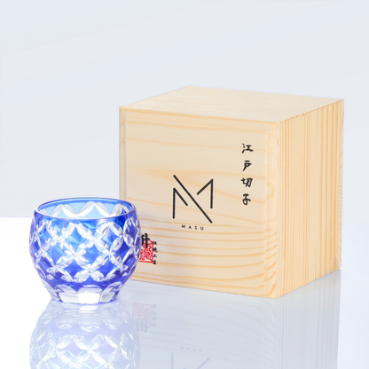 Sake Glass Ruri Guinomi | Edo Kiriko Deep Blue Hand-Cut Collection
