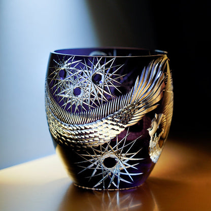 Japanese Cut Crystal Whiskey Glass Edo Kiriko Majestic Dragon – Dragon Motif Tumbler