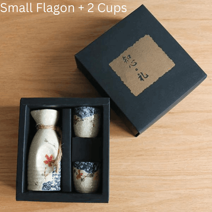 Japanese Sake Set – Sakura Ceramic Flagon Cups Tray Options