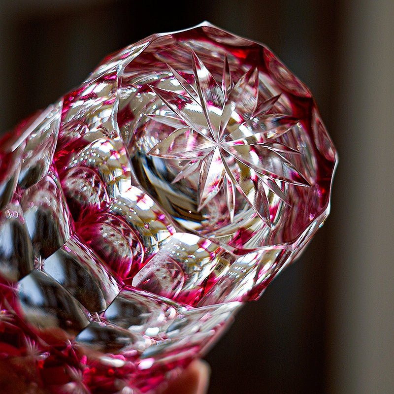 Whiskey Glass Ruby Aurora | Edo Kiriko Northern Lights Red Crystal